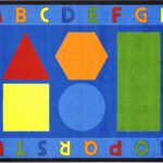 A child rug with shapes and alphabet around the edge