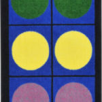 A runner rug with circles for seating children