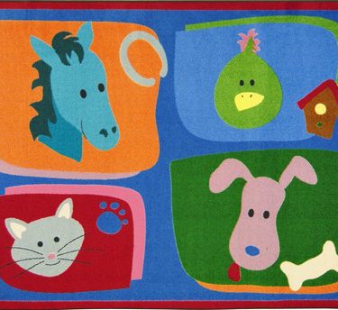 A baby rug with animals.