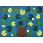 A warm midnight blue kids rug with Lilly pads.