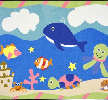 a colorful baby rug with sea animals