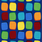 A classroom seating rug with fun blocks in many different colors.