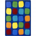 A classroom seating rug with fun blocks in many colors.