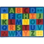 An educational kids rug with alphabet.