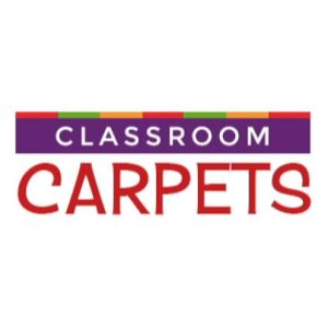 a close-up of a logo for Classroomcarpets.com