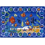 A kids rug with fish reading and alphabets