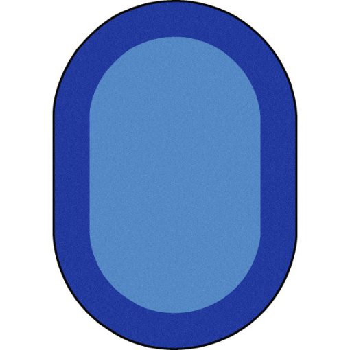 A blue oval rug