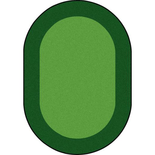 A green oval rug