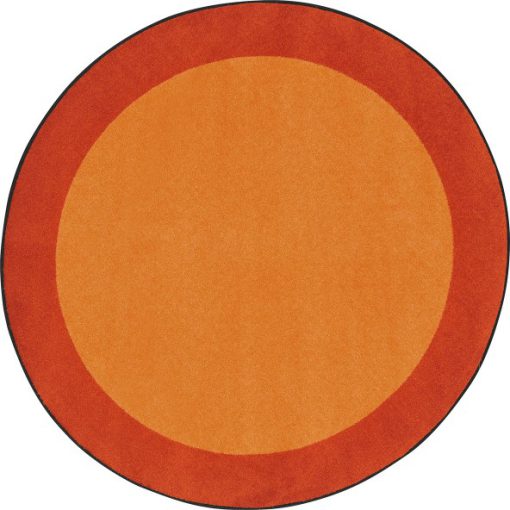 An orange round rug