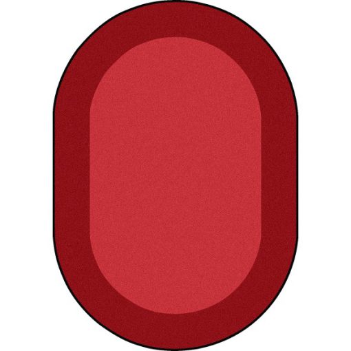 A red oval rug