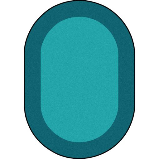 A teal oval rug