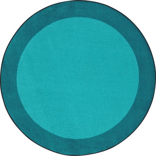 A teal round rug